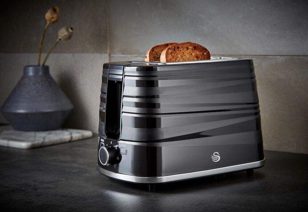 Swan Symphony Kettle & 2 Slice Toaster Kitchen Set (Black) - Vibe Home