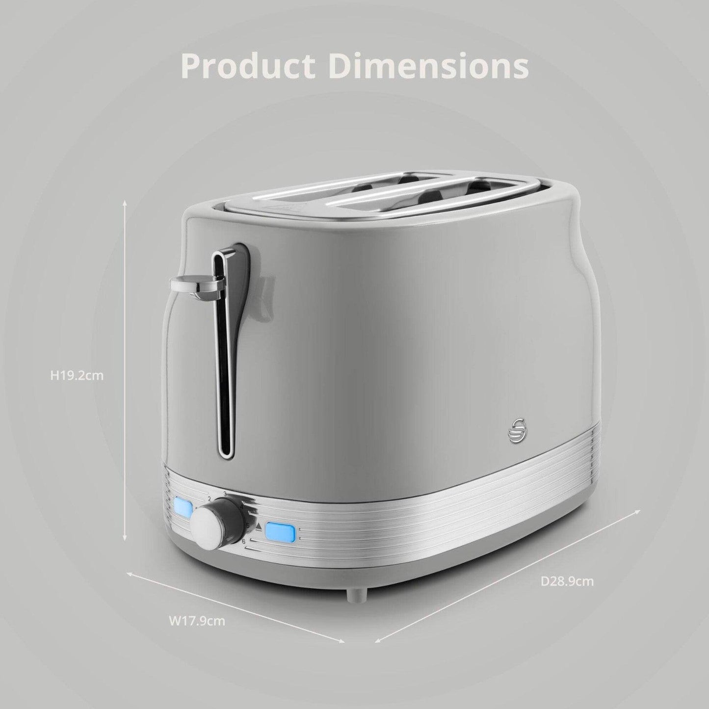 Swan Retro Jug Kettle & 2 Slice Toaster Kitchen Set (Grey) - Vibe Home
