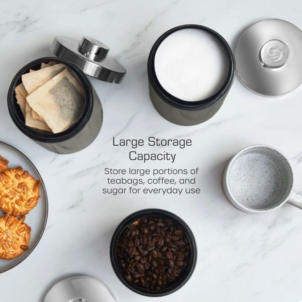 Swan Townhouse Bread Bin & Canisters Kitchen Storage Set (Graphite Grey) - Vibe Home
