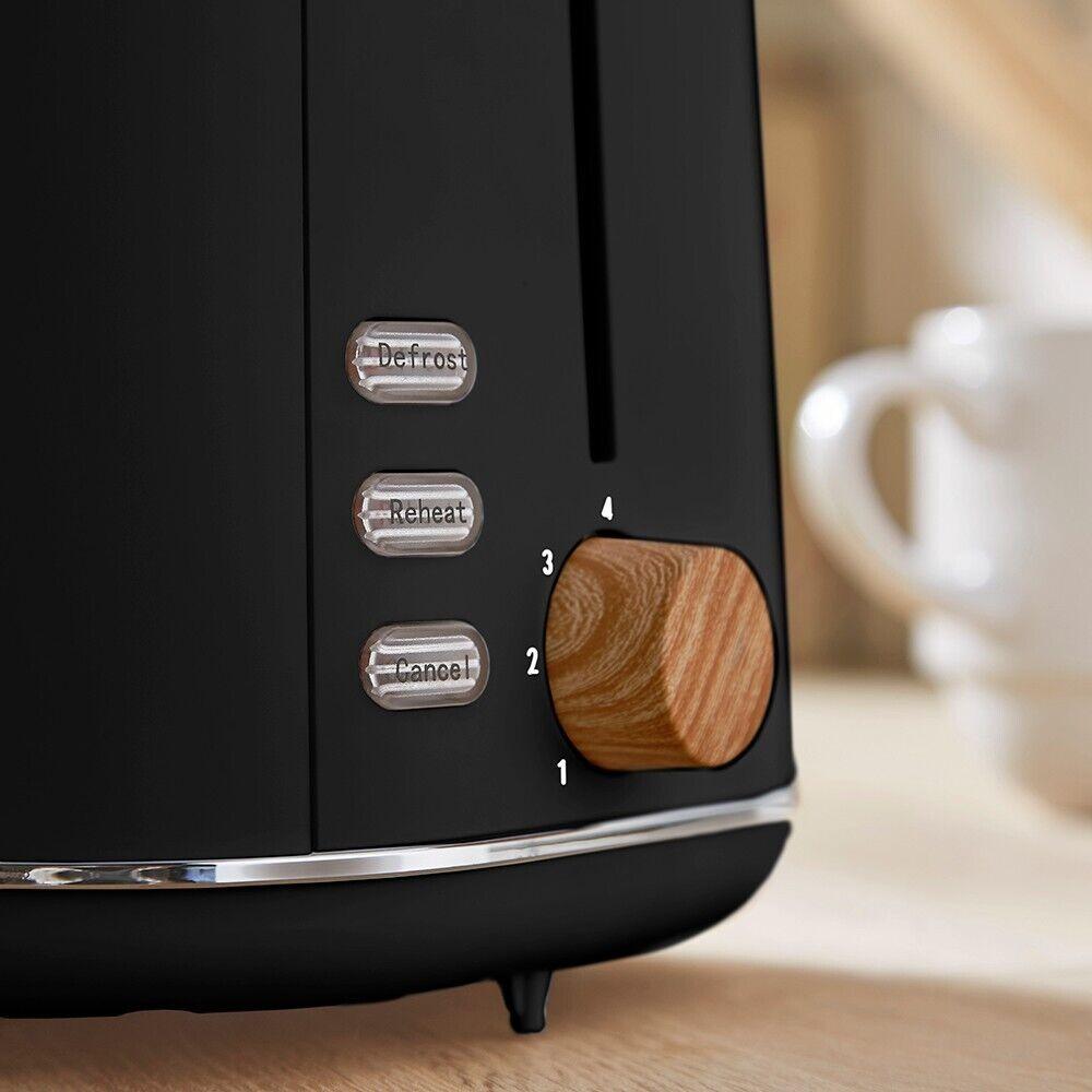 Tower Scandi Kettle & 2 Slice Toaster Kitchen Set (Black) - Vibe Home
