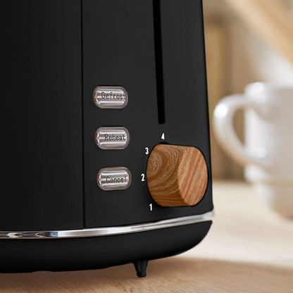 Tower Scandi Kettle & 2 Slice Toaster Kitchen Set (Black) - Vibe Home