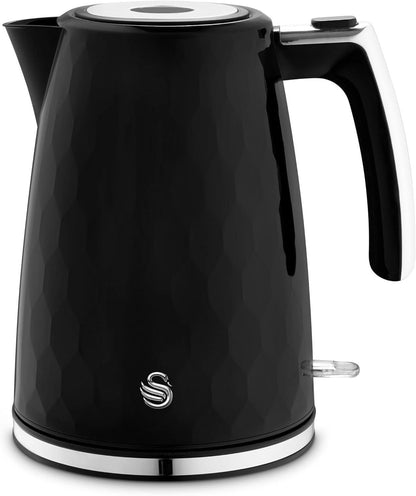 Swan Hexton Kettle & 2 Slice Toaster Kitchen Set (Black) - Vibe Home