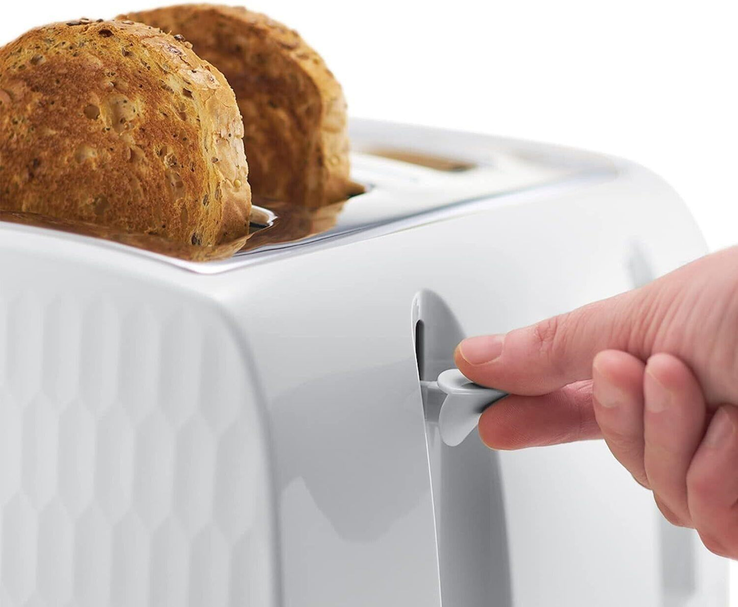 Russell Hobbs Honeycomb Kettle & 2 Slice Toaster Kitchen Set (White) - Vibe Home