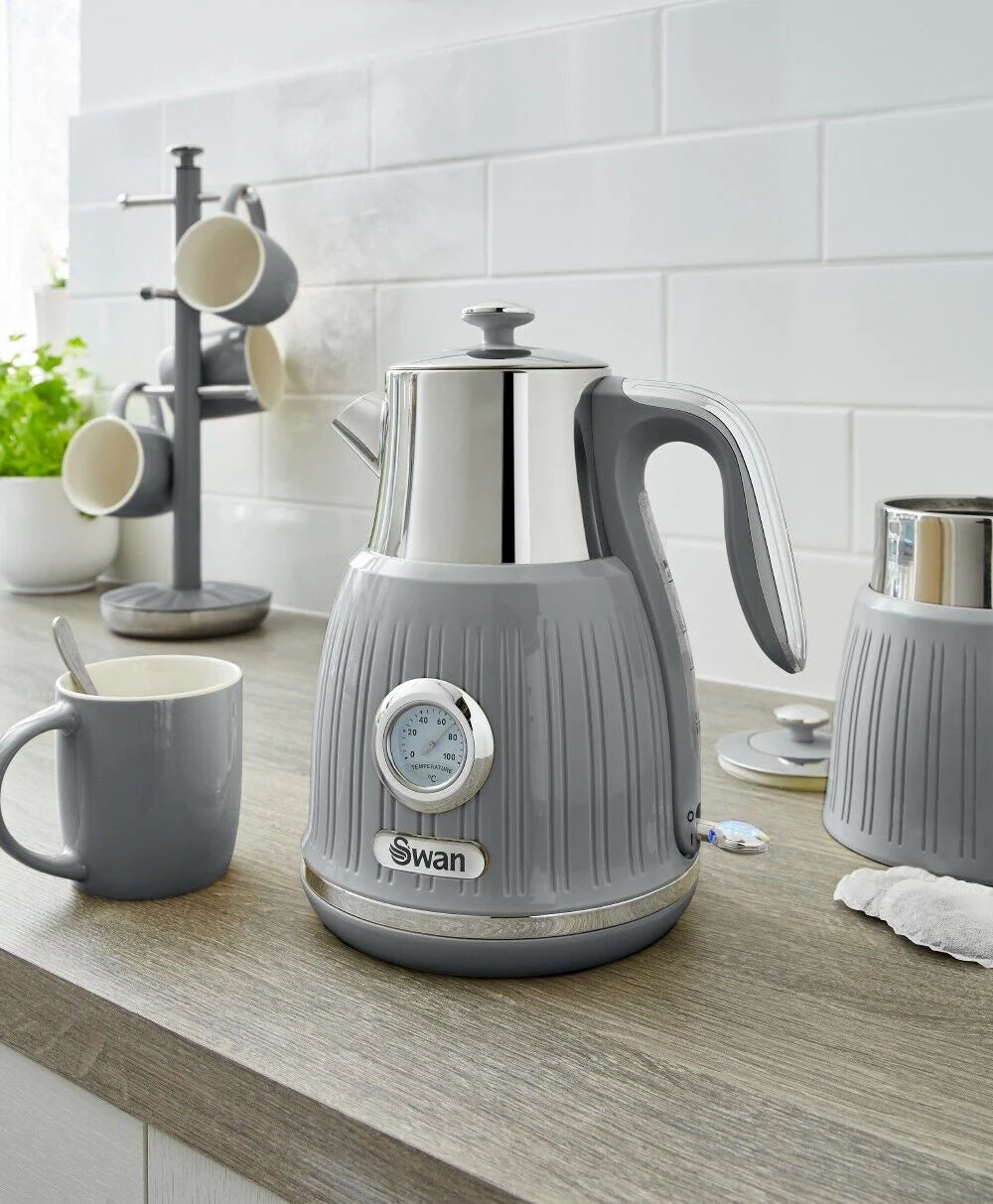 Swan Retro Kettle with Temperature Dial Display SK31040GRN (Grey)