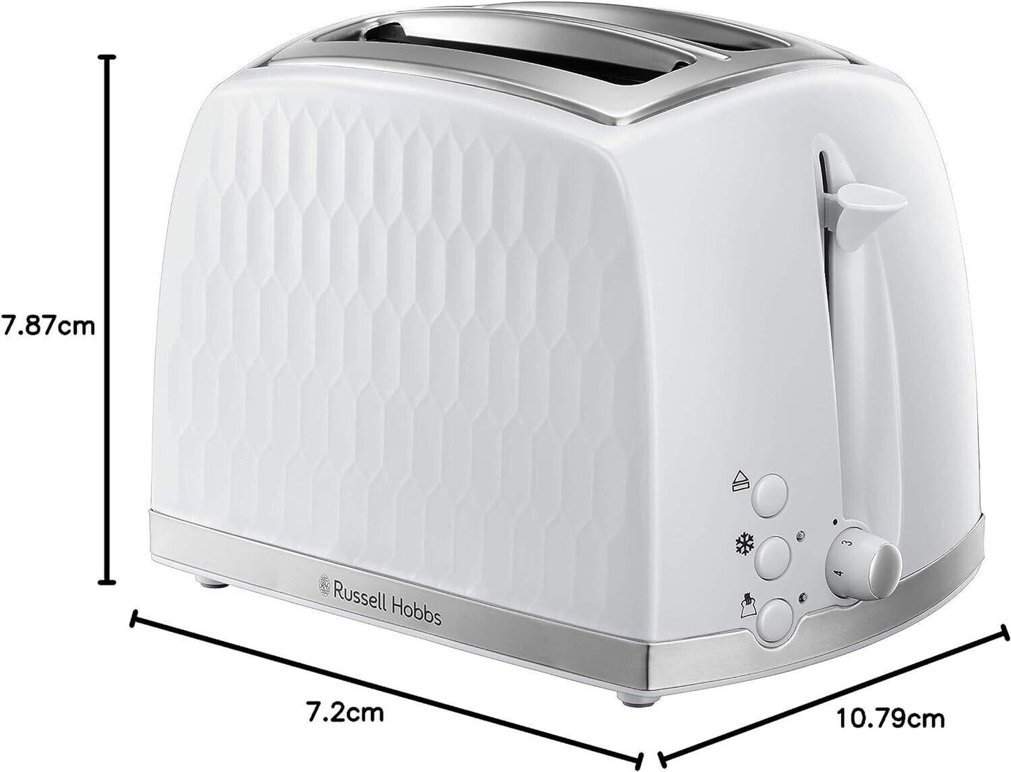 Russell Hobbs Honeycomb Kettle & 2 Slice Toaster Kitchen Set (White) - Vibe Home