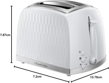 Russell Hobbs Honeycomb Kettle & 2 Slice Toaster Kitchen Set (White) - Vibe Home