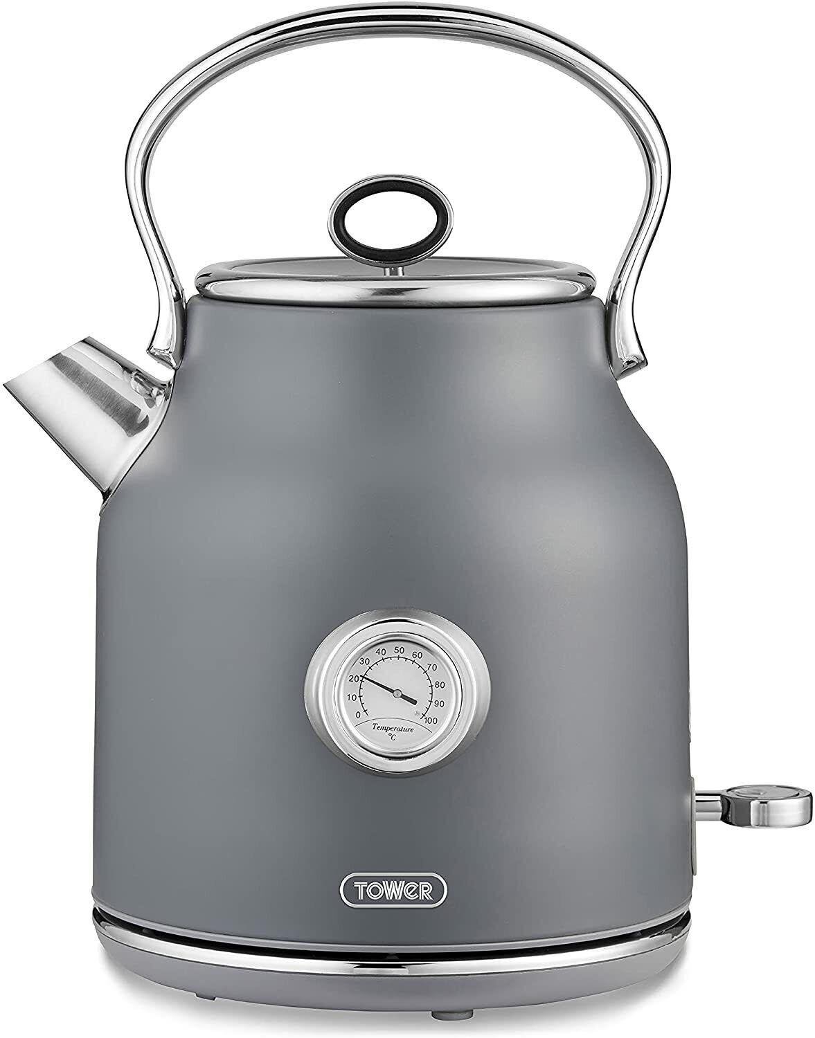 Tower Renaissance Kettle & 4 Slice Toaster Kitchen Set (Grey) - Vibe Home
