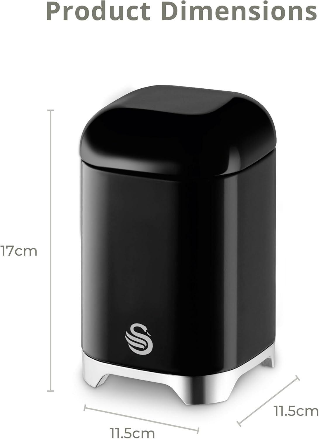 Swan Solace Bread Bin & Canisters Kitchen Storage Set (Black) - Vibe Home