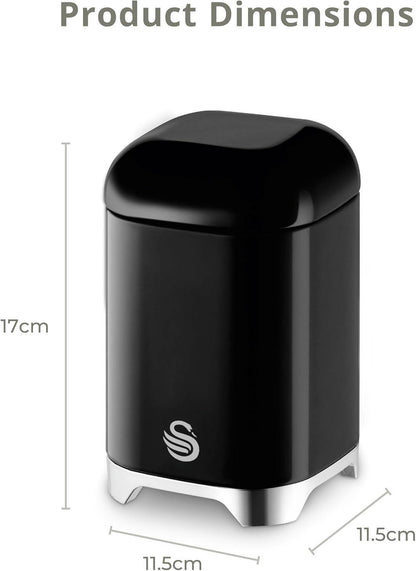 Swan Solace Bread Bin & Canisters Kitchen Storage Set (Black) - Vibe Home