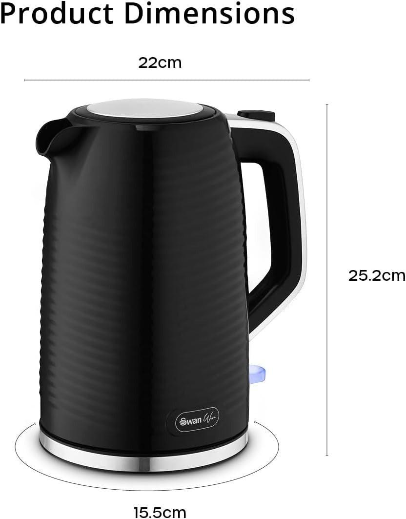 Swan Wave Kettle & Toaster Kitchen Set (Black) - Vibe Home