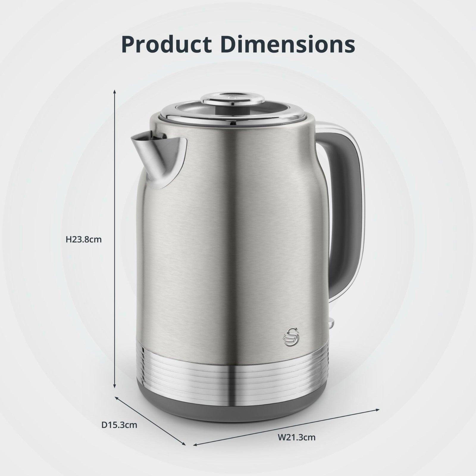 Swan Retro Jug Kettle & 2 Slice Toaster Kitchen Set Silver (Stainless Steel) - Vibe Home