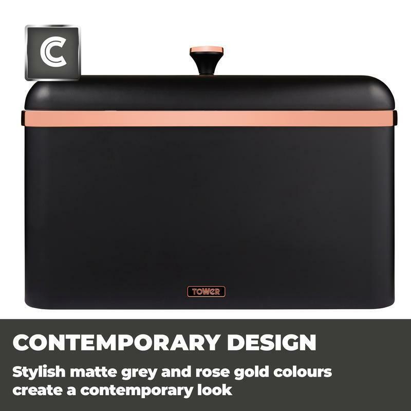 Tower Cavaletto Bread Bin & Canister Kitchen Storage Set (Black) - Vibe Home