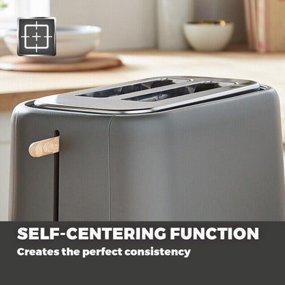 Tower Scandi Kettle & 2 Slice Toaster Kitchen Set (Dark Grey) - Vibe Home