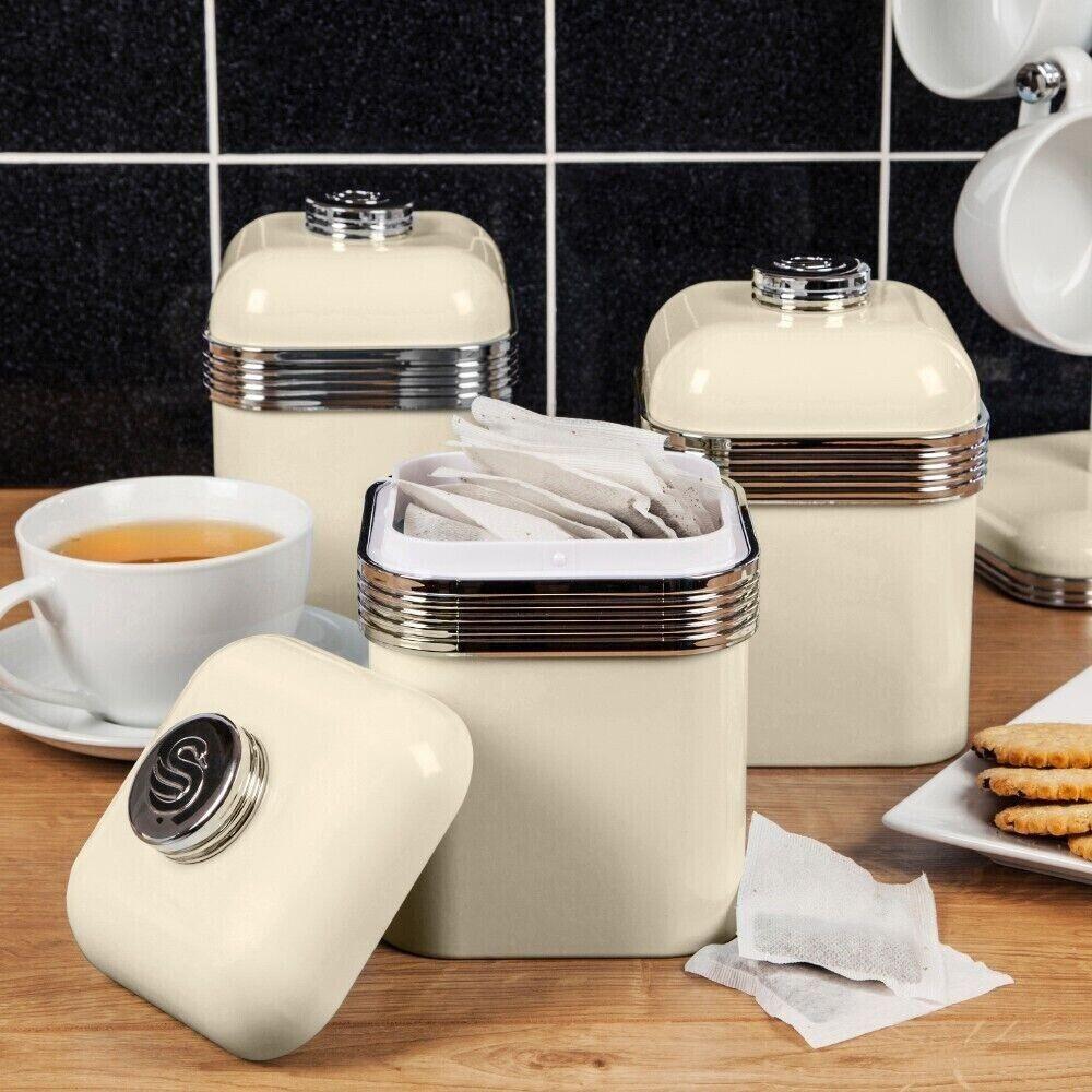 Swan Retro Bread Bin & Canisters Kitchen Storage Set (Cream) - Vibe Home