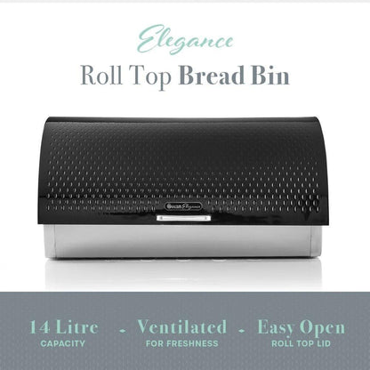 Swan Elegance Kettle, 4 Slice Toaster, Bread Bin, Canisters Kitchen Set (Black) - Vibe Home