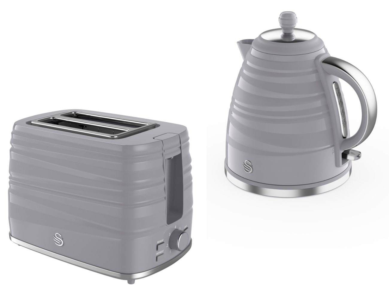 Swan Symphony Kettle & 2 Slice Toaster Kitchen Set (Grey) - Vibe Home