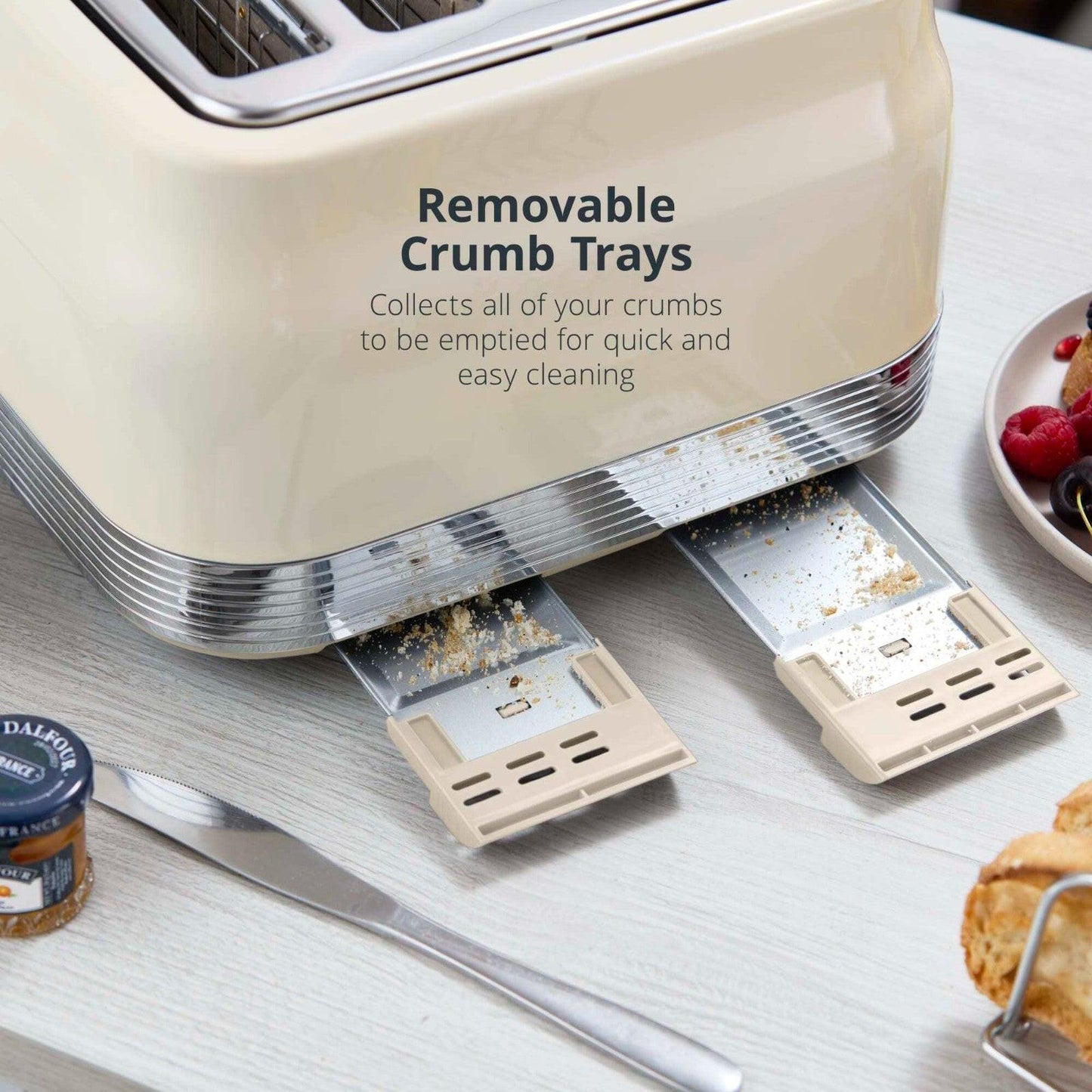 Swan Retro Jug Kettle & 4 Slice Toaster Kitchen Set (Chantilly Cream) - Vibe Home