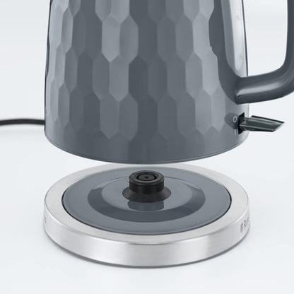 Russell Hobbs Honeycomb Kettle & 4 Slice Toaster Kitchen Set (Grey) - Vibe Home