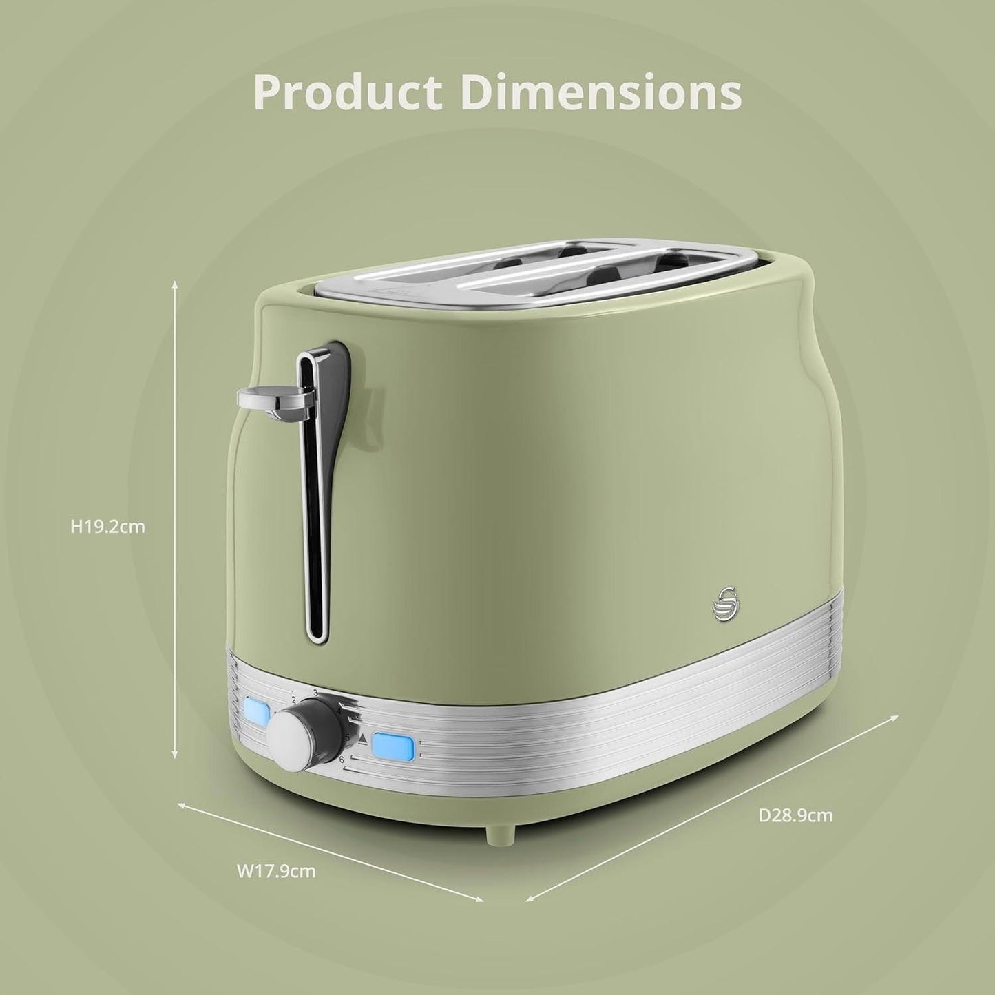 Swan Retro Jug Kettle, 2 Slice Toaster & Canisters Kitchen Set (Green) - Vibe Home