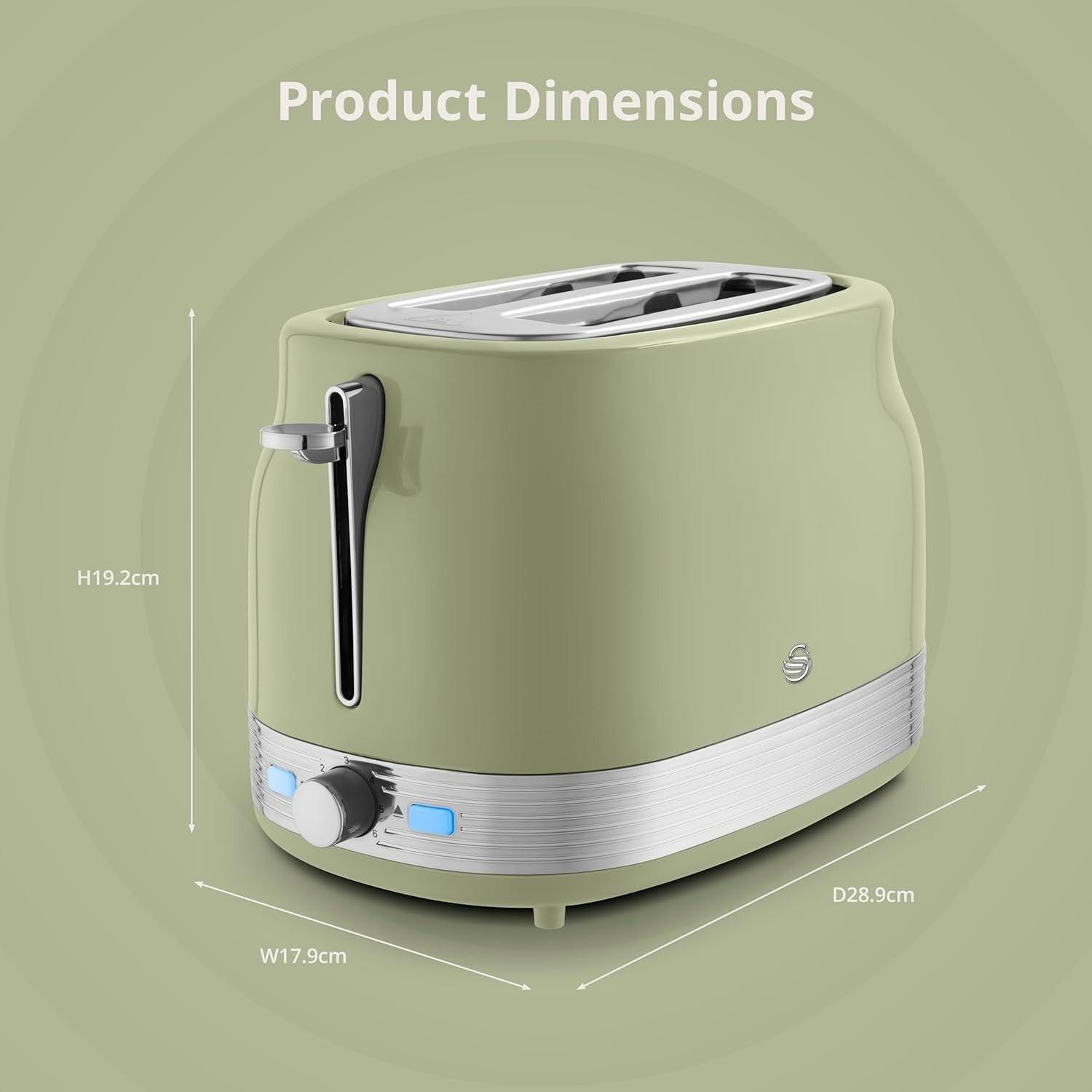 Swan Retro Jug Kettle, 2 Slice Toaster & Canisters Kitchen Set (Green) - Vibe Home