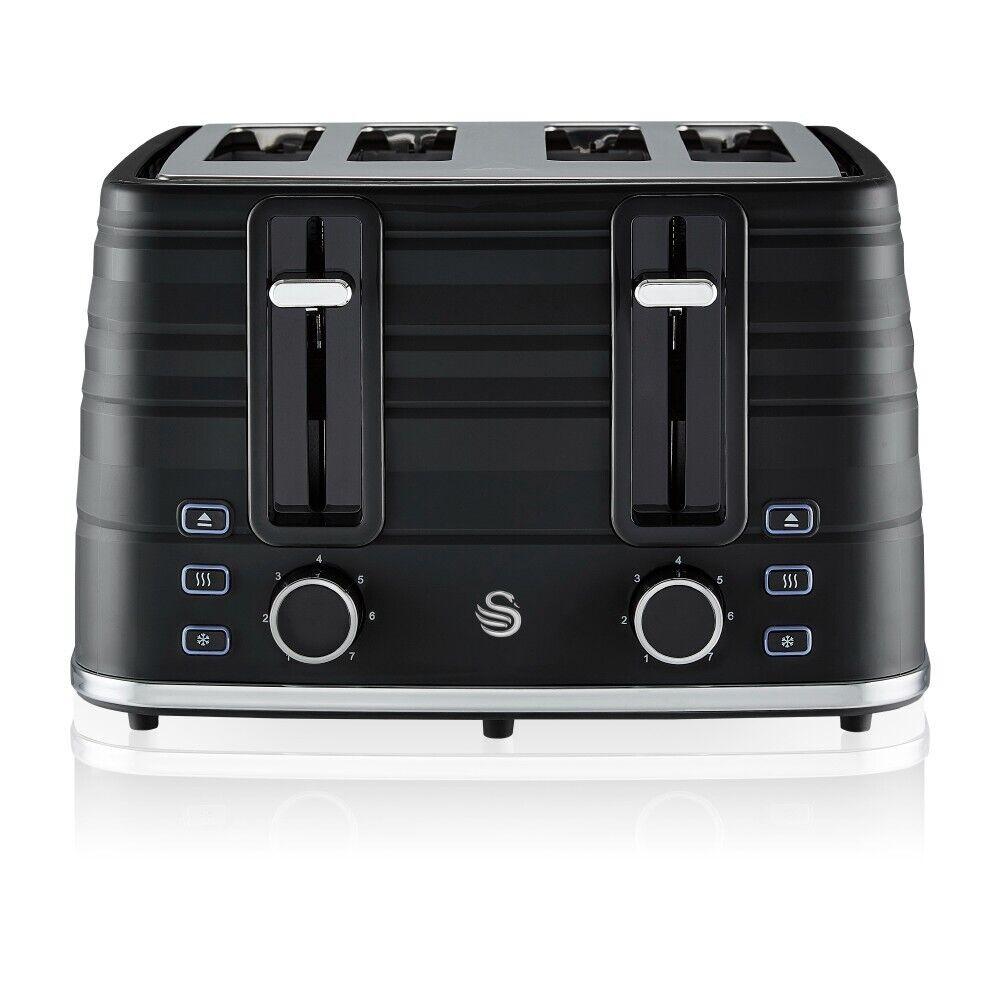 Swan Symphony Kettle & 4 Slice Toaster Kitchen Set (Black) - Vibe Home