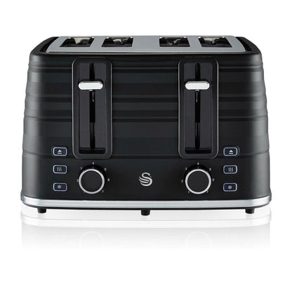 Swan Symphony Kettle & 4 Slice Toaster Kitchen Set (Black) - Vibe Home