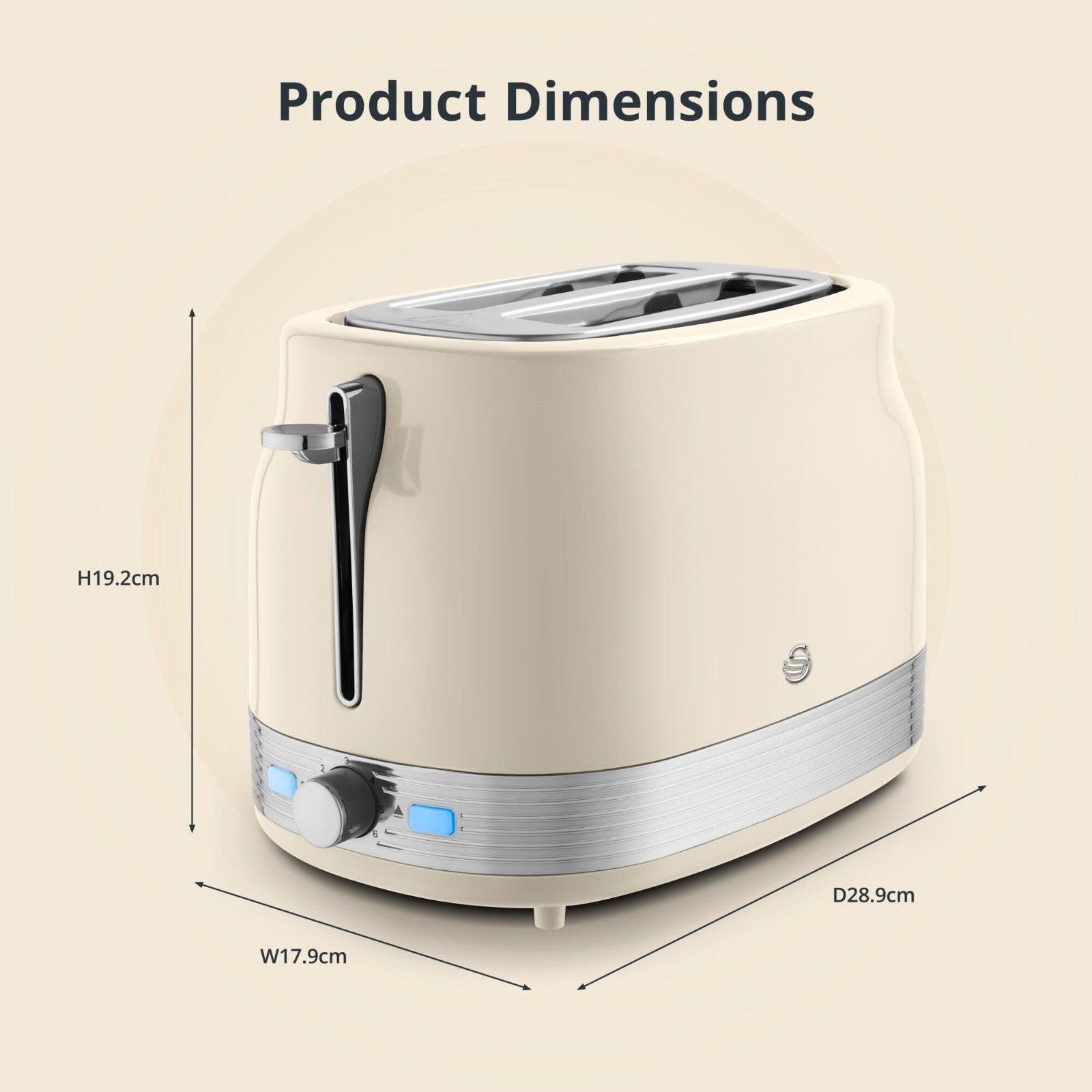 Swan Retro Pyramid Kettle & 2 Slice Toaster Kitchen Set (Cream) - Vibe Home