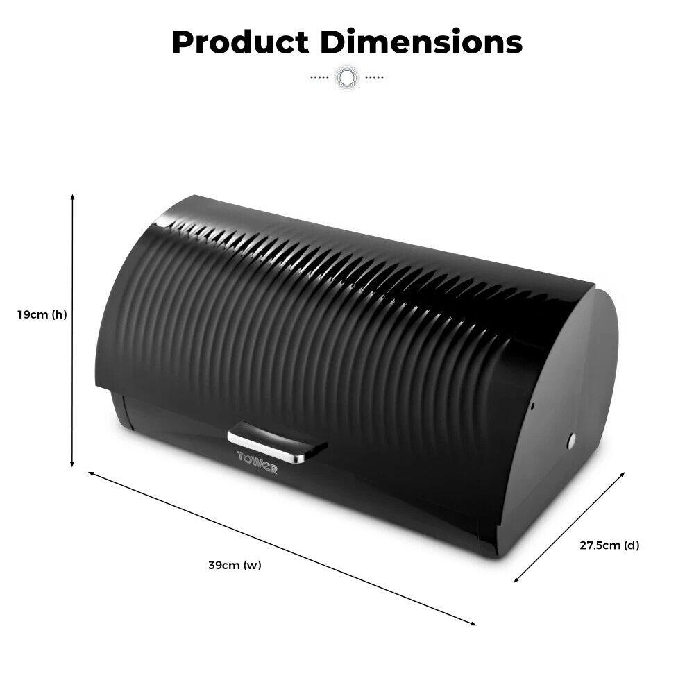 Tower Sonar Bread Bin & Canister Kitchen Storage Set (Black) - Vibe Home
