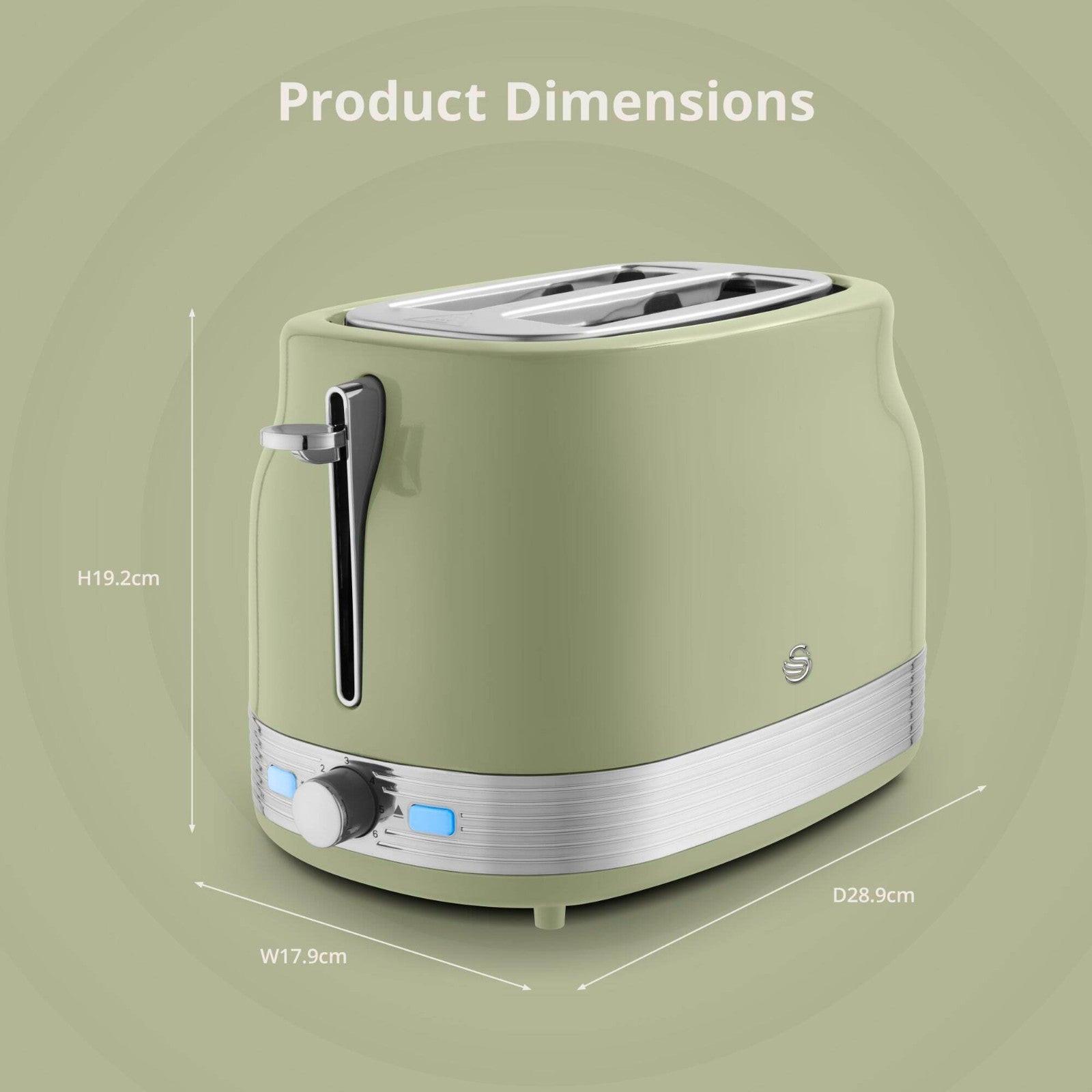 Swan Retro Jug Kettle & 2 Slice Toaster Kitchen Set (Green) - Vibe Home