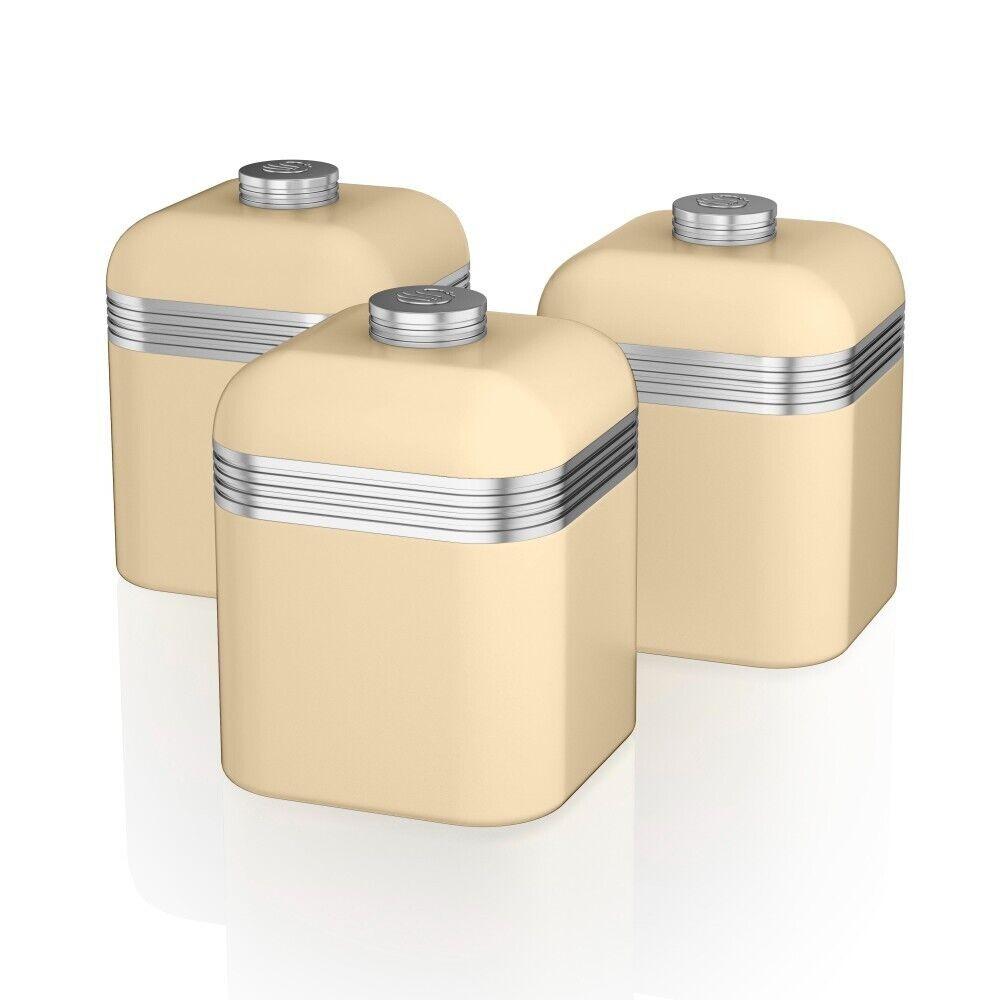 Swan Retro Bread Bin & Canisters Kitchen Storage Set (Cream) - Vibe Home