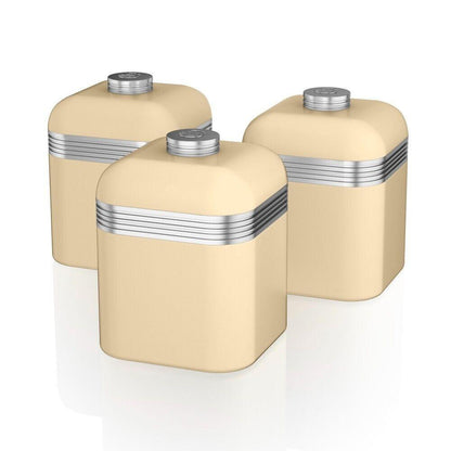 Swan Retro Bread Bin & Canisters Kitchen Storage Set (Cream) - Vibe Home