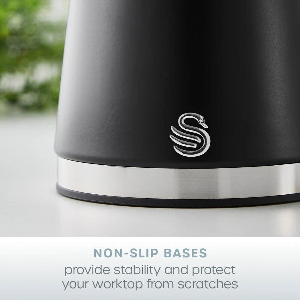 Swan Serenity Bread Bin & Canisters Kitchen Storage Set (Black) - Vibe Home