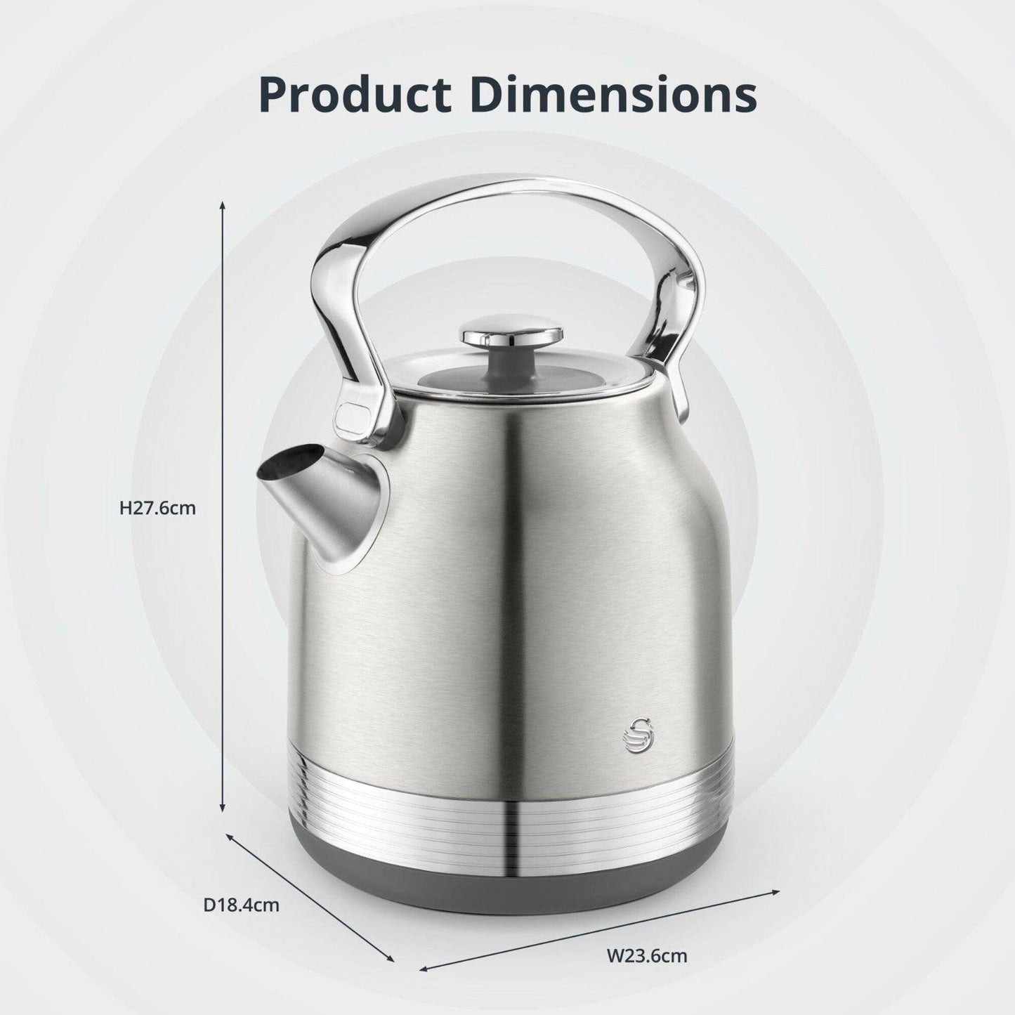 Swan Retro Pyramid Kettle & 4 Slice Toaster Kitchen Set (Stainless Steel) - Vibe Home