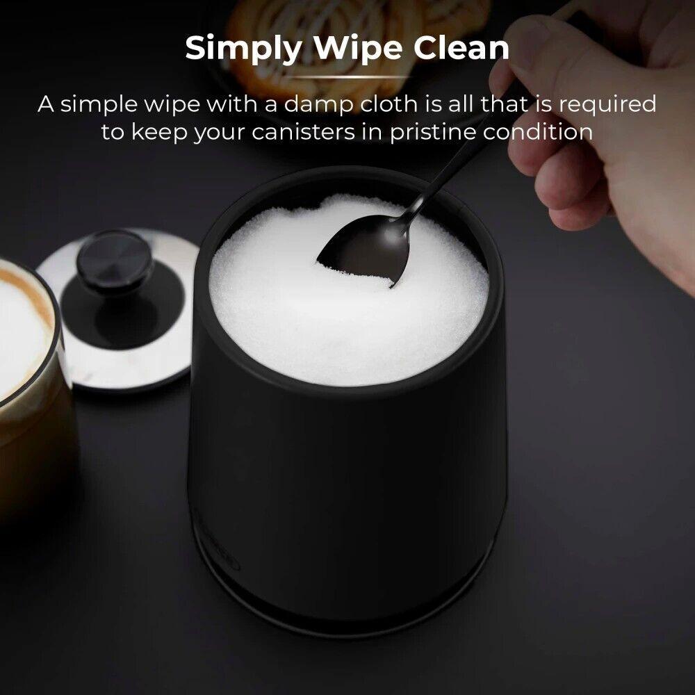 Tower Sera Kettle, 4 Slice Toaster, Bread Bin, Canister Kitchen Set (Black) - Vibe Home