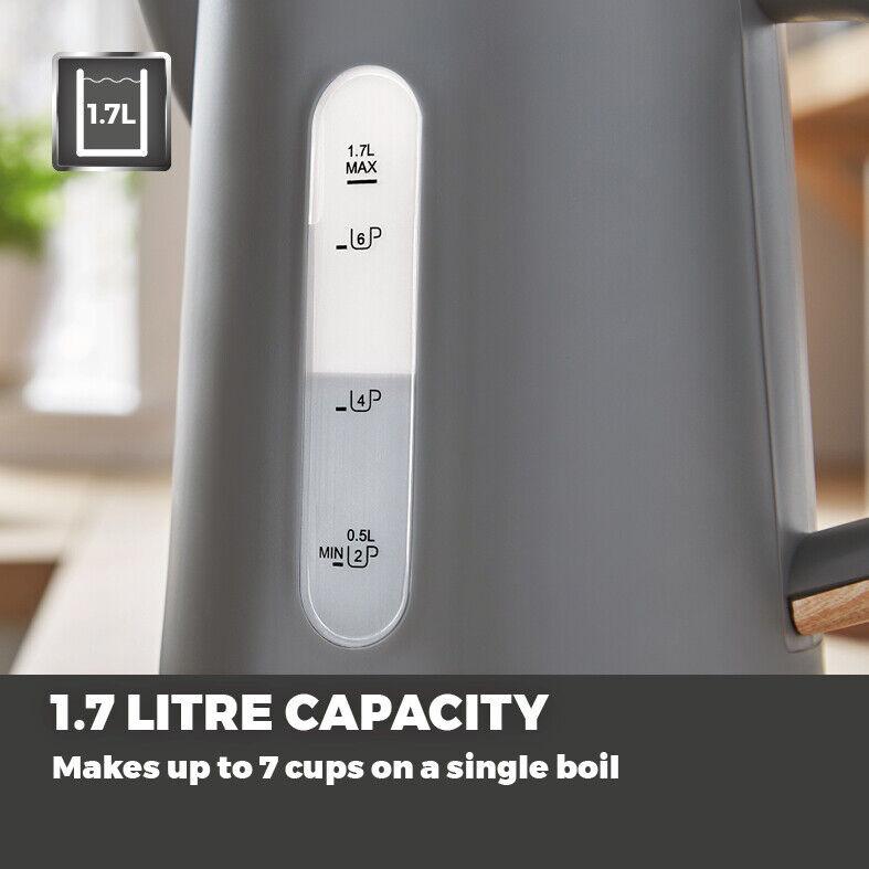 Tower Scandi Kettle & 2 Slice Toaster Kitchen Set (Dark Grey) - Vibe Home