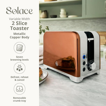 Swan Solace Kettle & 2 Slice Toaster Kitchen Set (Copper) - Vibe Home