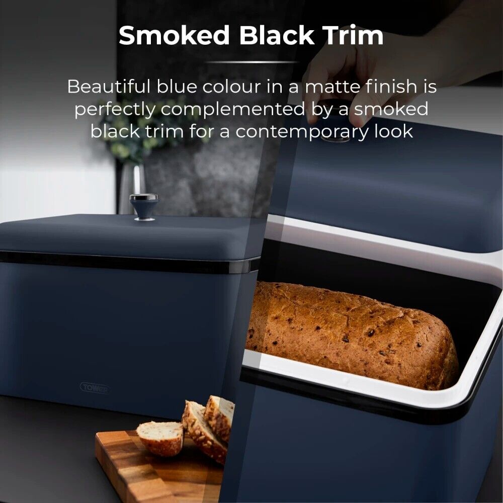 Tower Sera Kettle, 4 Slice Toaster, Bread Bin, Canisters Kitchen Set (Midnight Blue) - Vibe Home