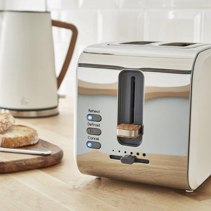 Swan Nordic Kettle, 2 Slice Toaster, Bread Bin, Canisters Kitchen Set (White) - Vibe Home