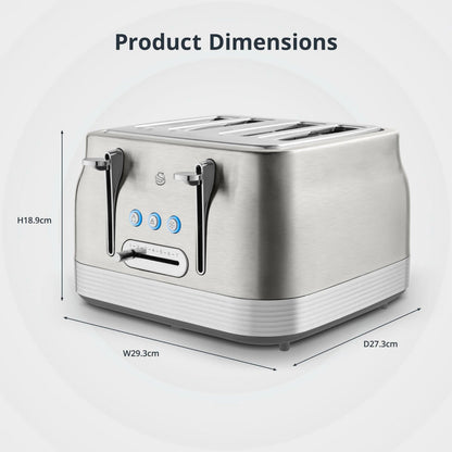 Swan Retro 4 Slice Toaster ST19029SS (Stainless Steel) - Vibe Home
