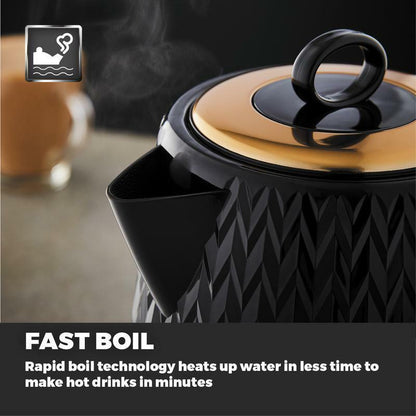Tower Empire Kettle & 4 Slice Toaster Kitchen Set (Black) - Vibe Home