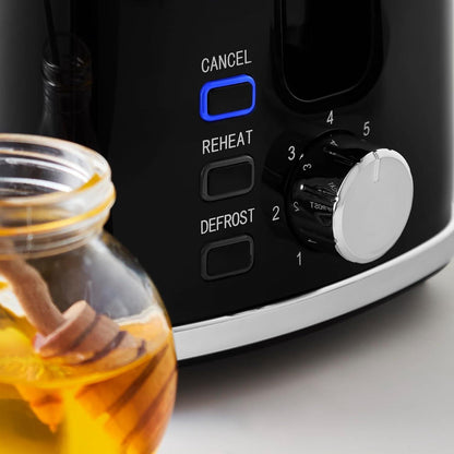 Swan Hexton Kettle & 2 Slice Toaster Kitchen Set (Black) - Vibe Home