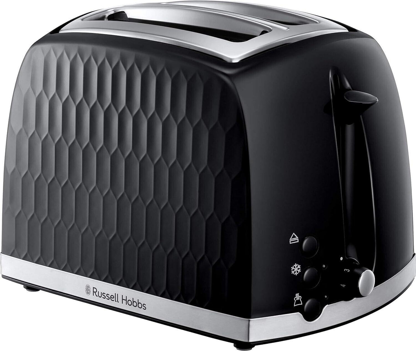 Russell Hobbs Honeycomb Kettle & 2 Slice Toaster Kitchen Set (Black) - Vibe Home