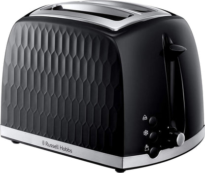 Russell Hobbs Honeycomb Kettle & 2 Slice Toaster Kitchen Set (Black) - Vibe Home
