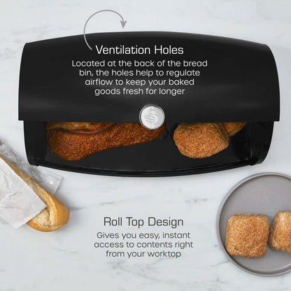 Swan Townhouse Bread Bin & Canisters Kitchen Storage Set (Black) - Vibe Home