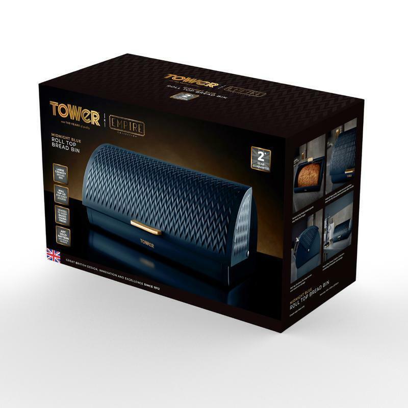 Tower Empire Roll Top Bread Bin & Canister Kitchen Storage Set (Midnight Blue) - Vibe Home