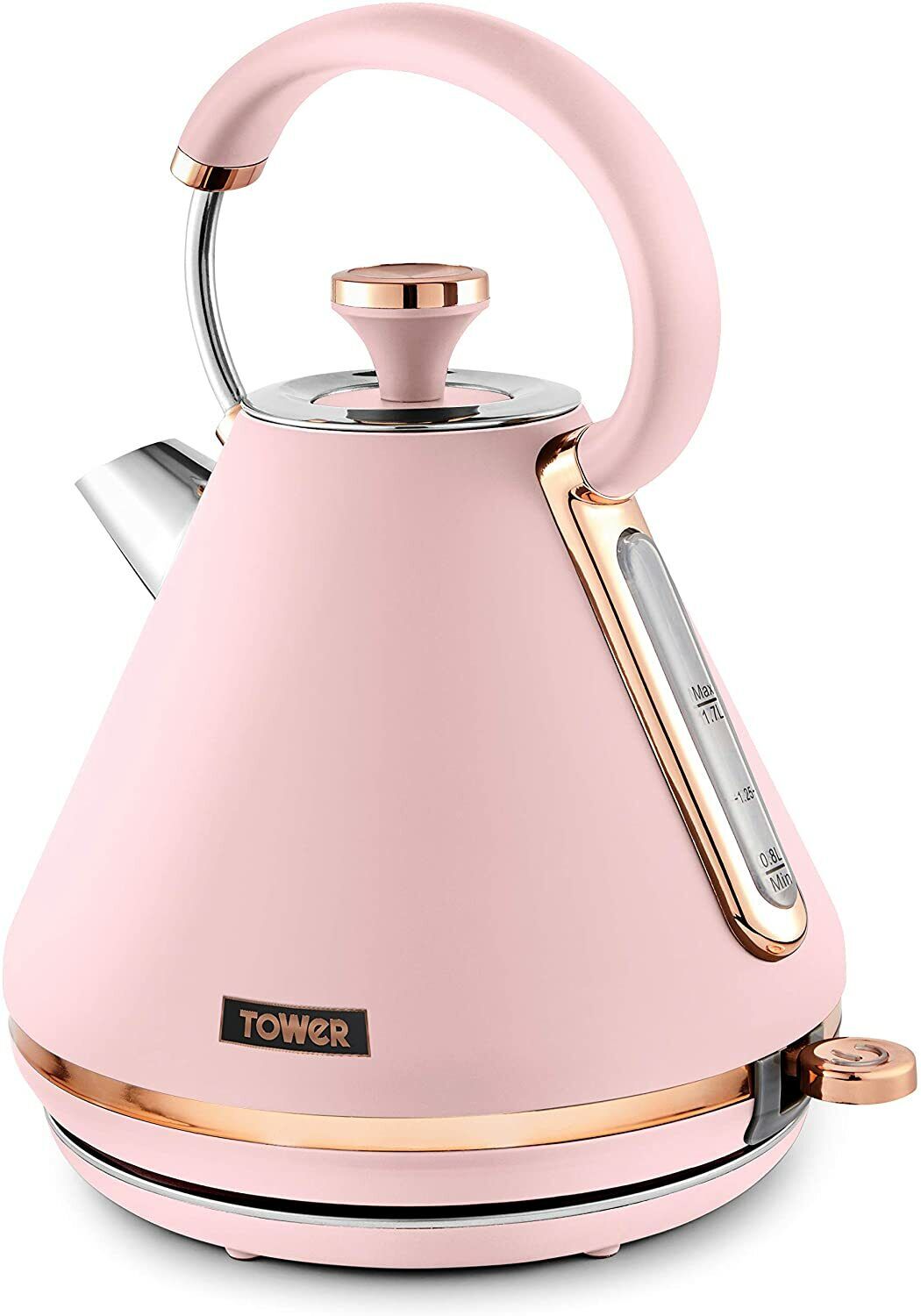 Tower Cavaletto Pyramid Kettle, 4 Slice Toaster & Canister Kitchen Set (Pink) - Vibe Home