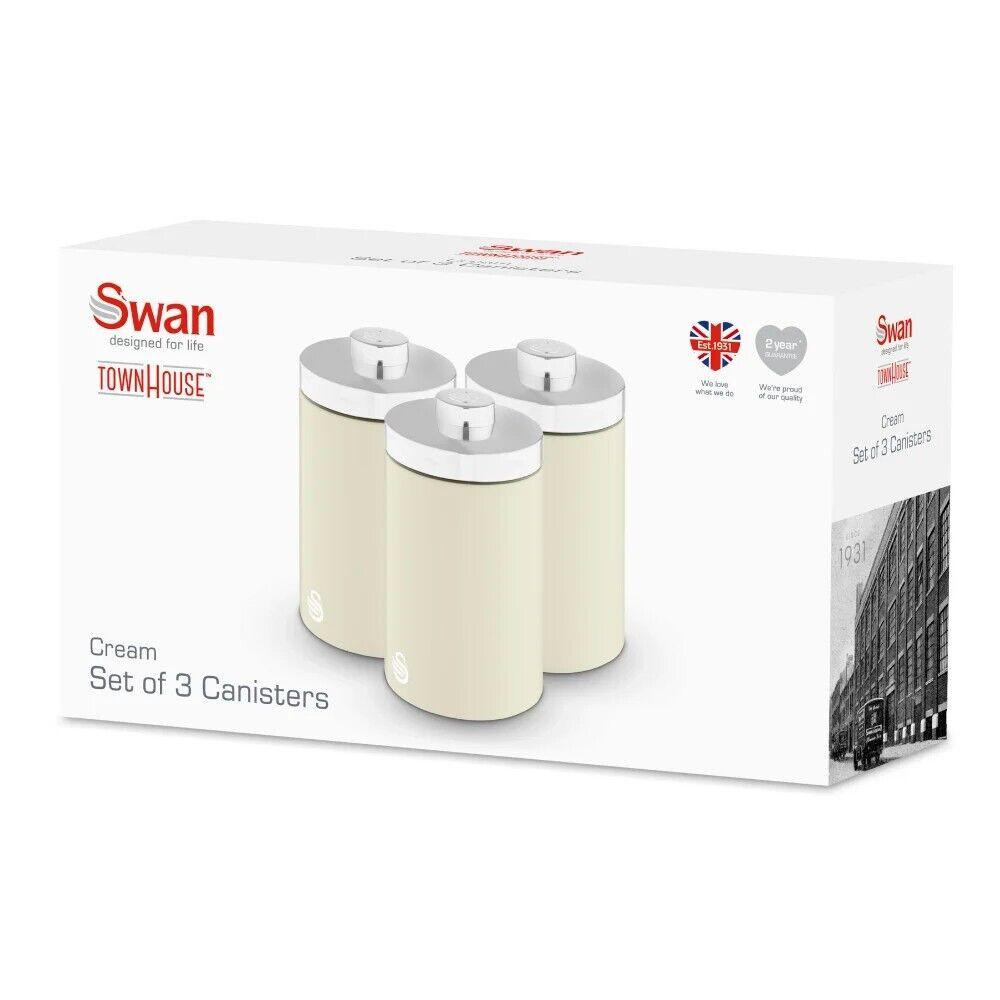 Swan Townhouse Bread Bin & Canisters Kitchen Storage Set (Cream) - Vibe Home