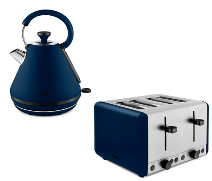 Tower Sera Kettle & 4 Slice Toaster Kitchen Set (Midnight Blue) - Vibe Home