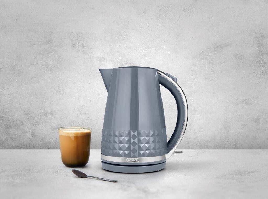 Tower Solitaire Kettle & 2 Slice Toaster Kitchen Set (Grey) - Vibe Home