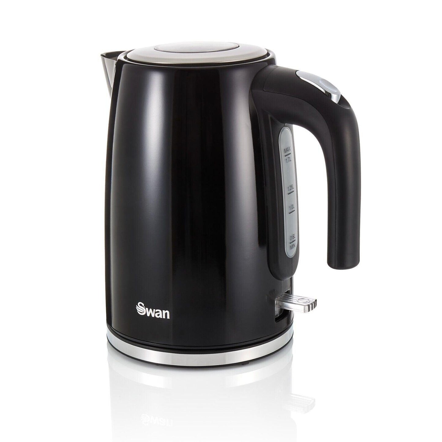 Swan Townhouse Kettle, 2 Slice Toaster, Bread Bin, Canisters Kitchen Set (Black) - Vibe Home